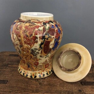 清乾隆年制刻人物侍女图纹将军茶叶罐景德镇仿古瓷器做旧古玩收藏
