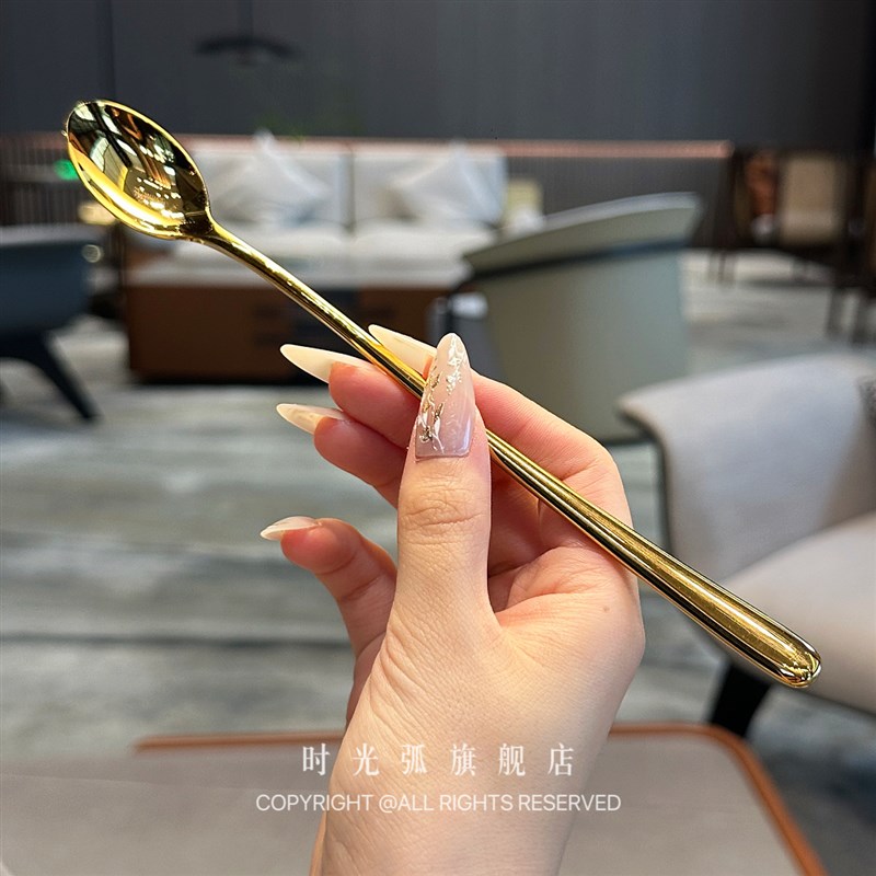 316金色搅拌勺!出欧洲!不锈钢长柄搅拌勺咖啡搅拌勺子蜂蜜勺子