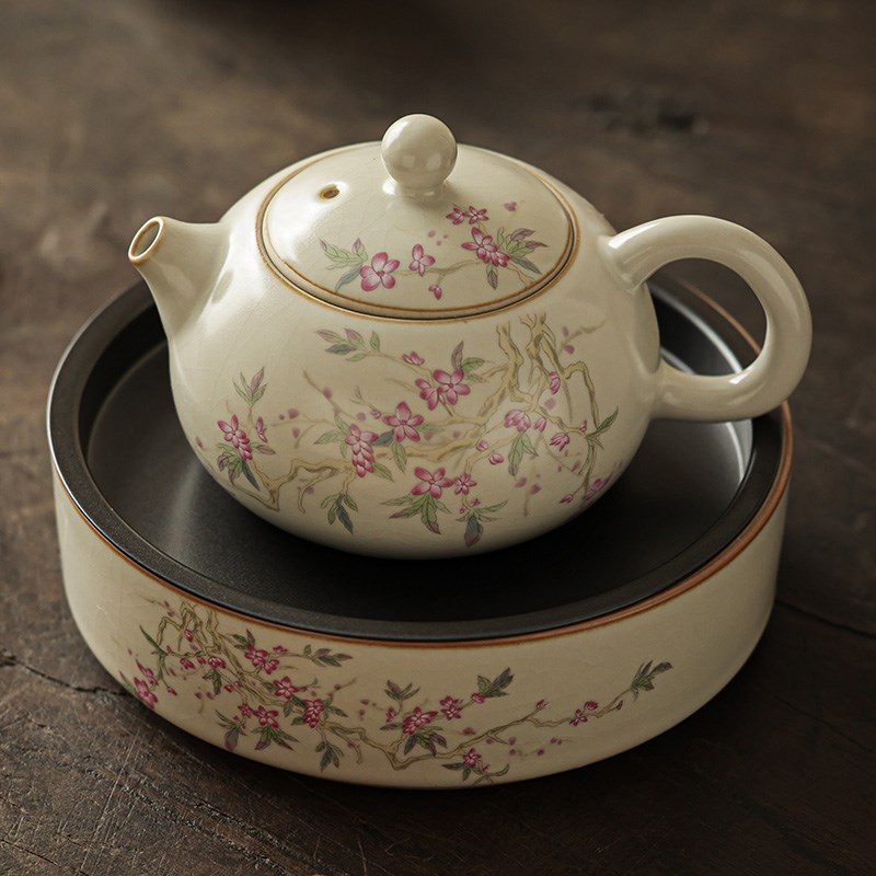汝窑功夫茶具套装2024新款家用陶瓷茶壶茶杯茶壶茶盘轻奢家用泡茶