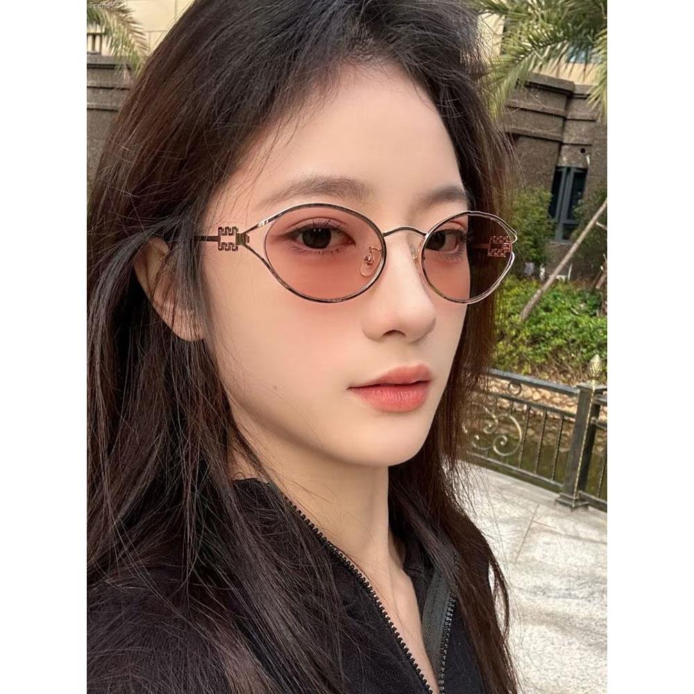 金边墨镜防晒女款2025新款小脸高级感复古金属椭圆近视太阳眼镜潮