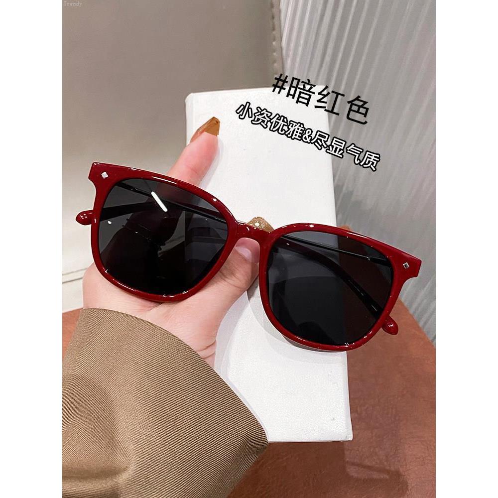 复古新年红色墨镜女款高级感潮方太阳眼镜