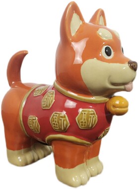 美陶 《招财狗》石湾公仔 十二生肖一套可爱生肖存钱罐陶瓷小摆设