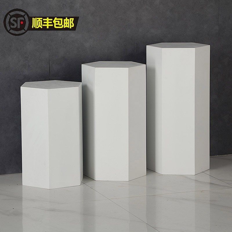 木制烤漆六边形展示柜六角展示台定做道具组合橱窗模特底座异型台
