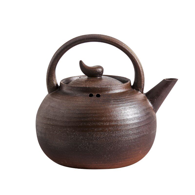 户外露营粗陶煮茶器日式侧把提梁壶家用室内炭炉电陶炉工夫泡茶具