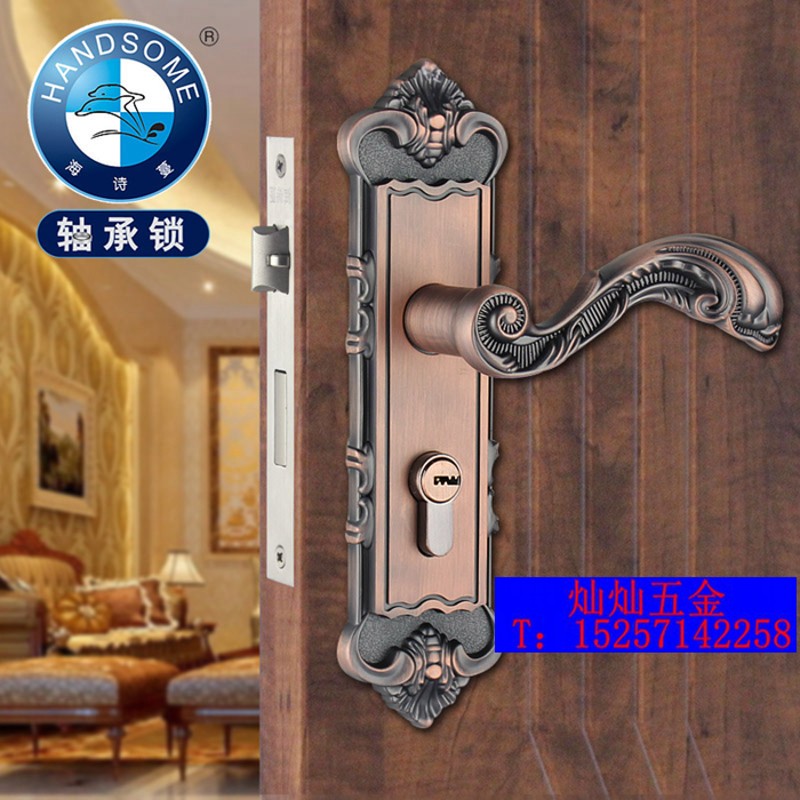 海诗蔓红古铜色欧式室内卧室房间门锁卫生间分体执手锁木门把手锁