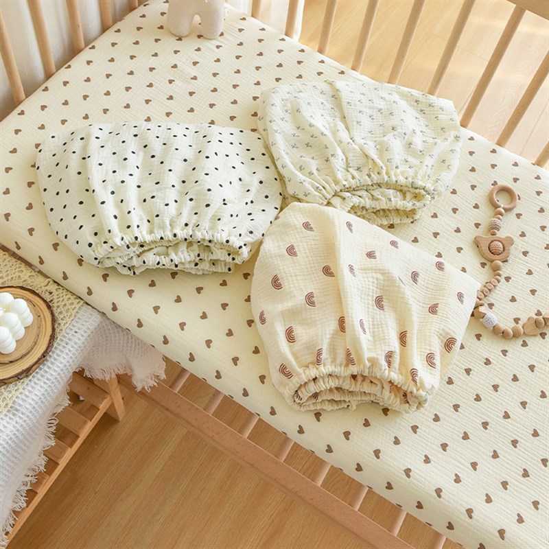 夏款婴儿床床单床笠A棉宝宝吸汗透气超软细纱纱布儿童拼接床床罩