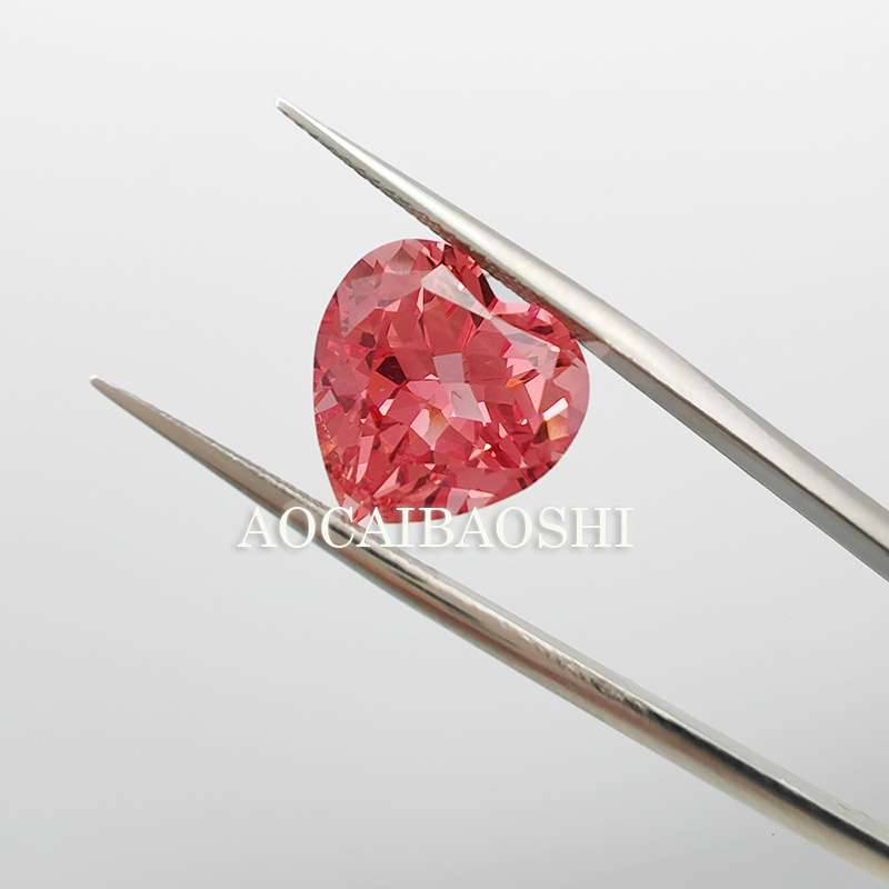 奥彩宝饰工厂 培育蓝宝石帕帕拉恰爱心形裸石AGL认证首饰主石