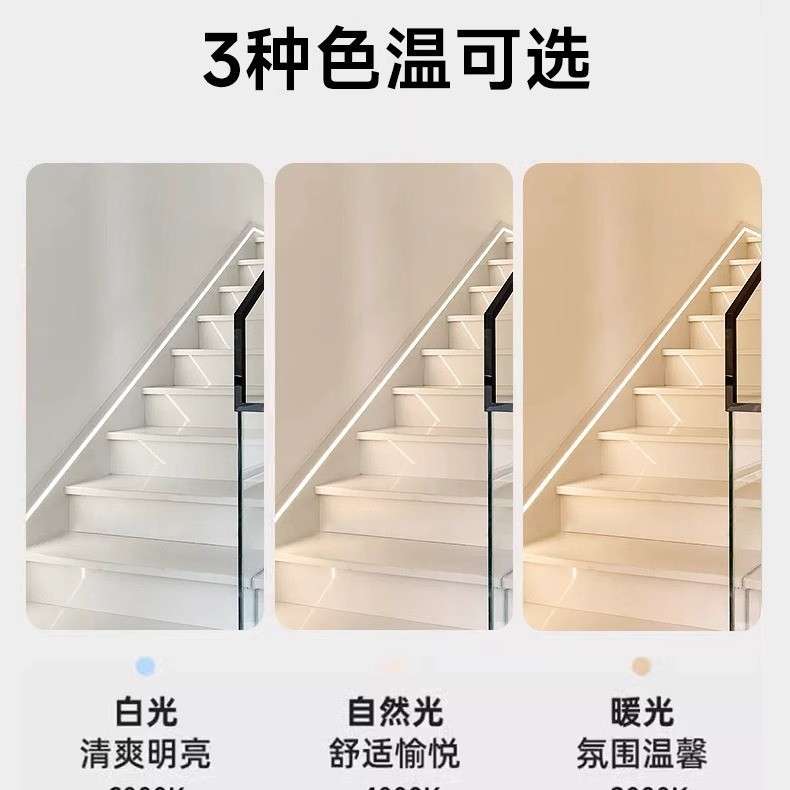 楼梯感应踏步灯免布线网红智能楼梯灯带别墅复式自建房地脚台阶灯