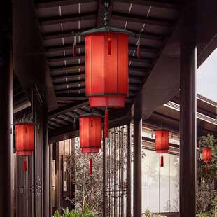 2025年景区餐饮店屋檐门头室外防水庭院吊灯中式竹编灯笼挂大门口