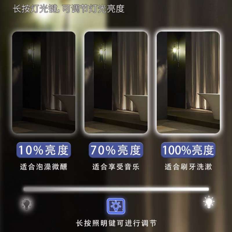 方形智能浴室镜卫生间镜子触摸屏防雾led灯浴室镜洗手台发光镜子