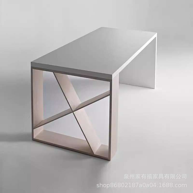 北欧实木会议桌长桌设计师办公桌工作台白色实木餐桌长条家用书桌