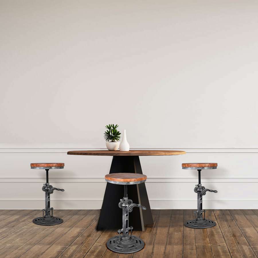 厂家热销美式工业风创意复古铁艺吧台椅酒吧椅升降旋转铸铁吧台凳