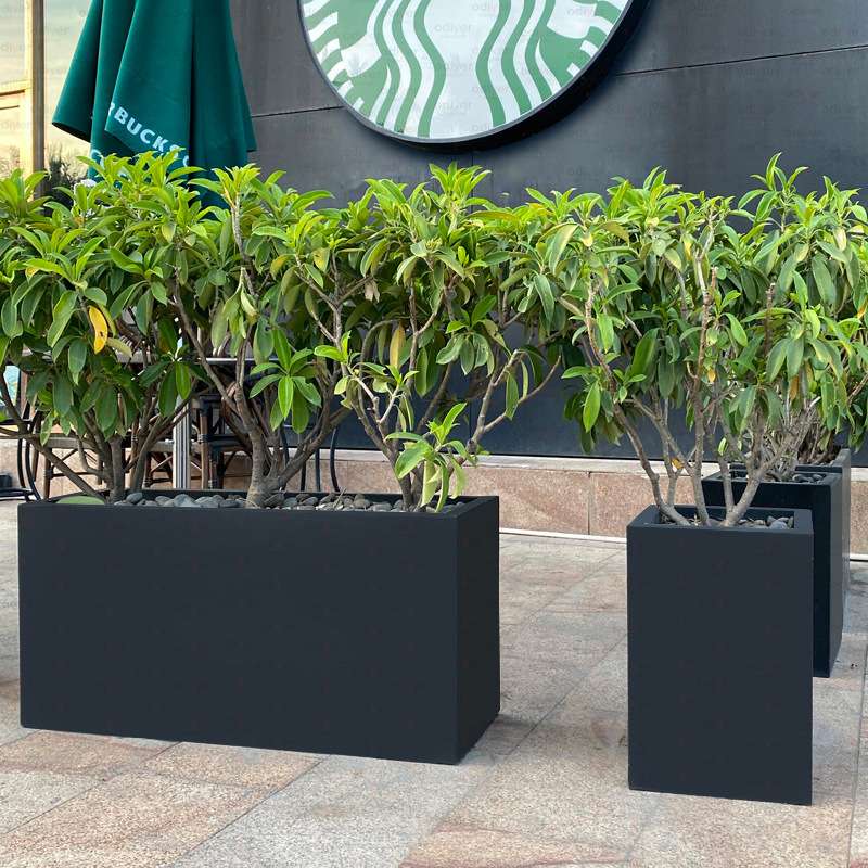 户外玻璃钢花箱长方形不锈钢花盆组合商场街区广场种植绿化花槽器