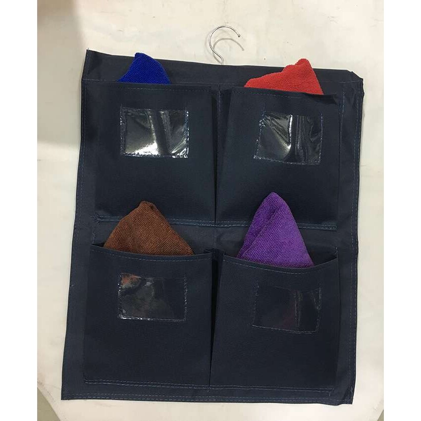 订制酒店客房工作车抹布袋4格毛巾袋带标签收纳毛巾挂袋杂物袋