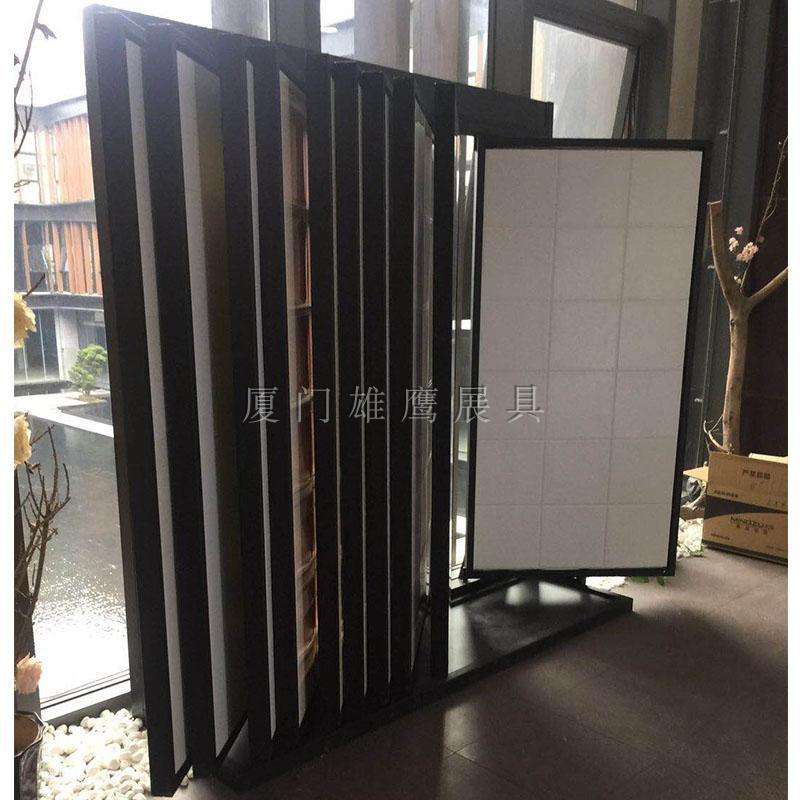 经典铝扣板翻页展示架瓷砖展架木地板展柜地砖货架岩板大板架金属