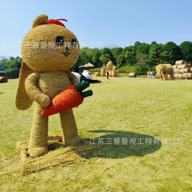 稻草工艺品 艺术节稻草乐园草编 造型草雕摆件稻草雕塑