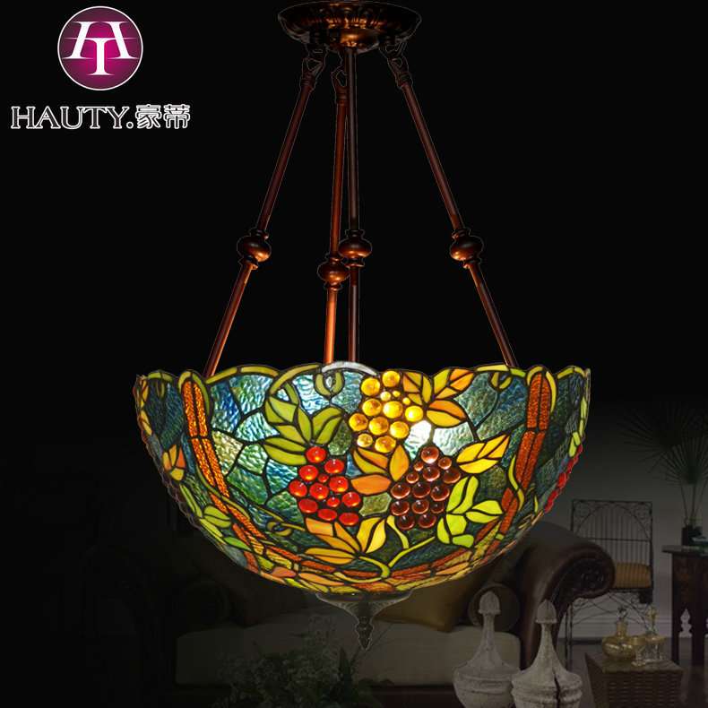 厂家直销 17寸帝凡尼吊灯餐厅灯阳台咖啡厅店面装饰手工彩玻灯