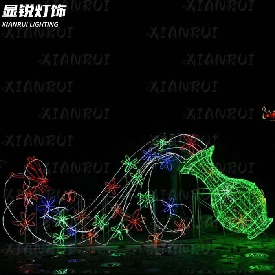 打卡中式LED花瓶灯装饰流光花瓶造型灯图案防水动态流水效果DMX