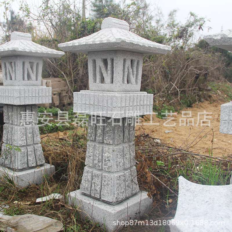 石雕青石石灯 太阳能石灯 庭院公园草坪照明石灯笼 落地小石灯笼