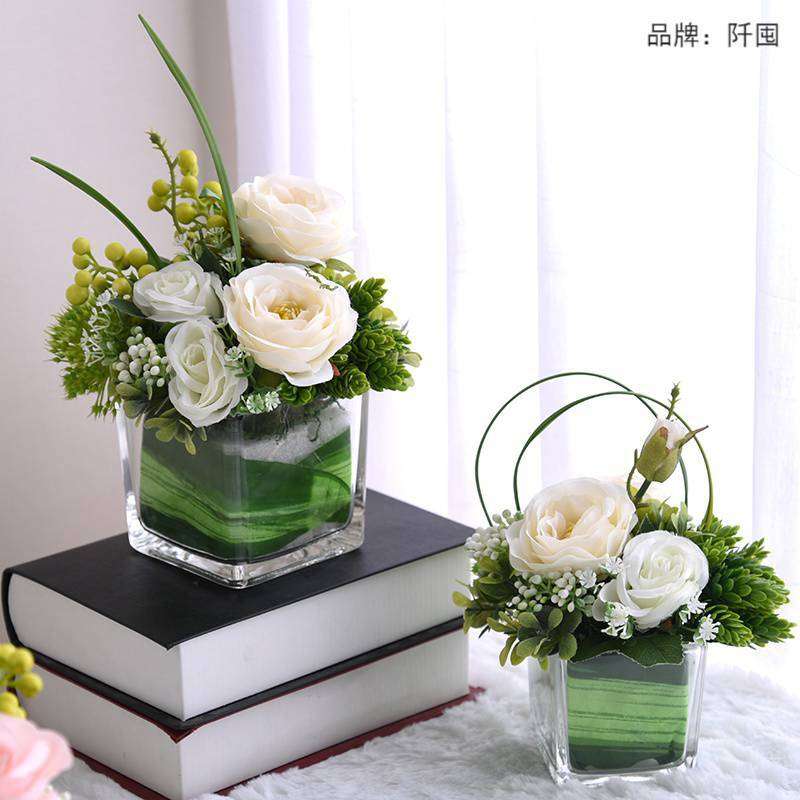 小清新玻璃瓶客厅假花摆件装饰餐桌卧室摆放花卉仿真花盆栽花瓶束