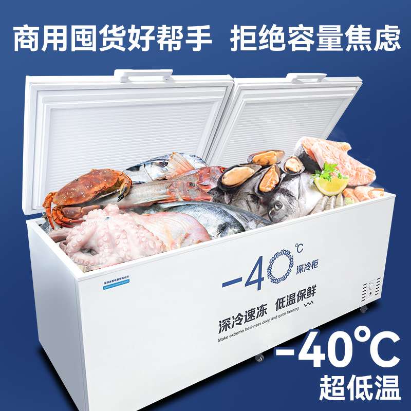 零下40低温柜速冻柜冰柜卧式商用大容量冷柜全冷冻柜单温冷柜