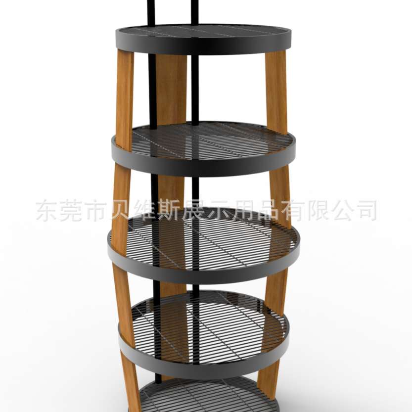商场超市陈列架金属铁丝层板酒桶酒水展览展示架多层圆形收纳架