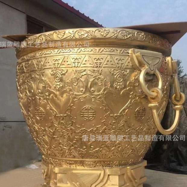 现货1.2米制造仿故宫招财铜大缸 家居别墅庭院铜缸狮子头双环缸