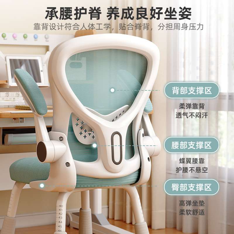 儿童学习椅可升降座椅家用稳固支撑书桌椅子小学生乳胶座垫写字椅