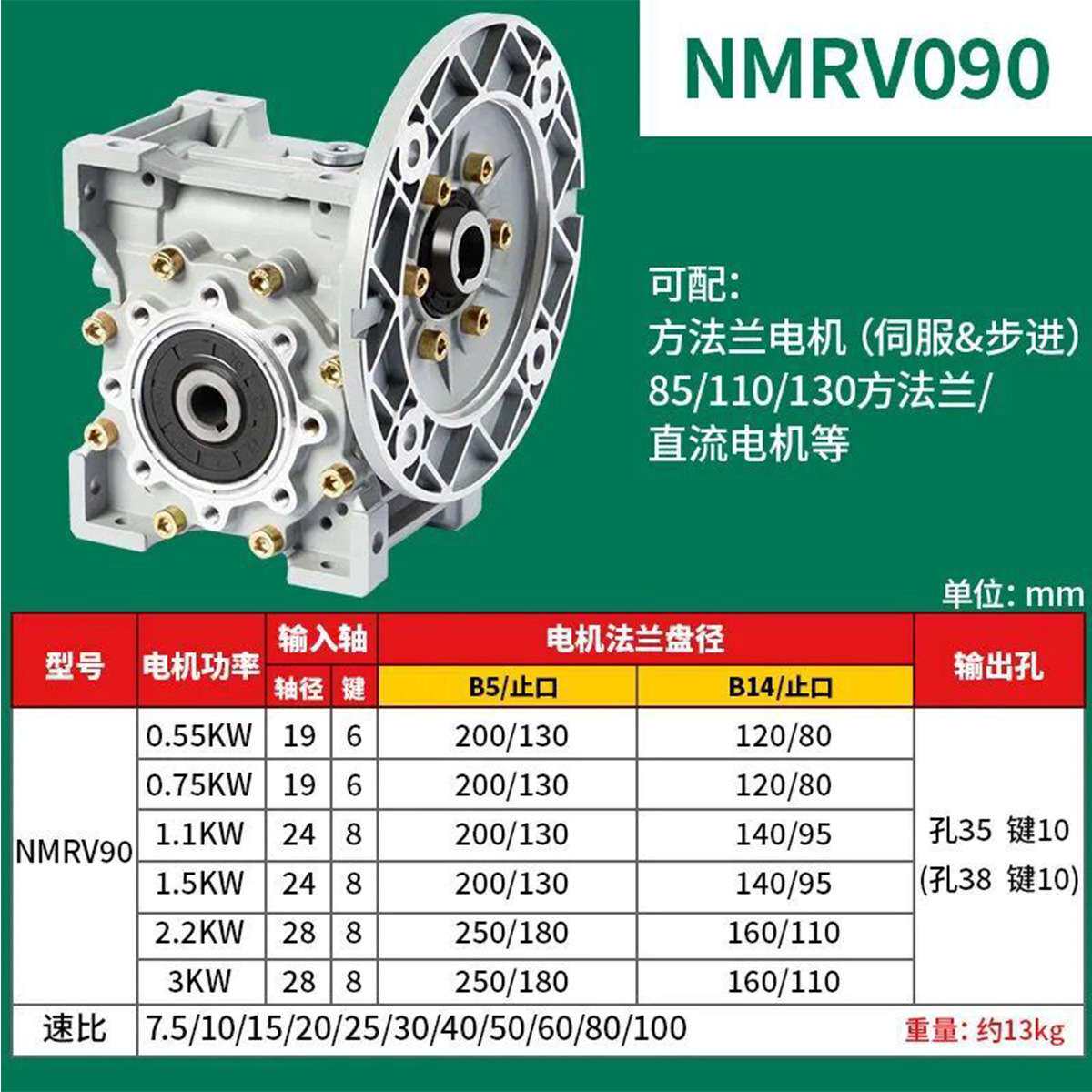 NMRV涡轮蜗杆减速器RV减速机减速箱小型微型步进伺服专用变速箱