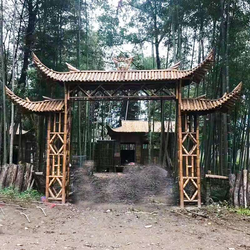 竹子门搂户外庭院竹门景区大门竹屋竹篱笆围栏园艺竹子门头厂家