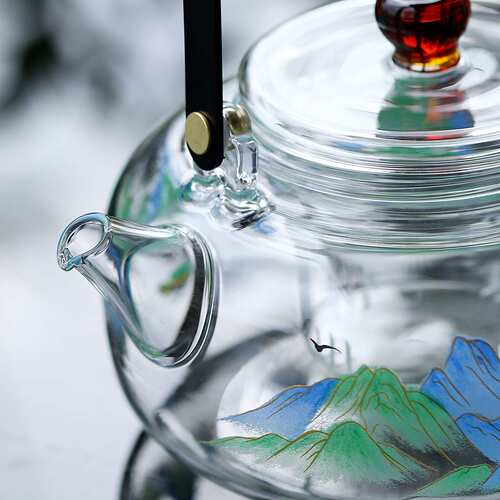 宜室茶话千里江山玻璃蒸煮茶壶2025新款烧水壶提梁围炉煮茶器茶具