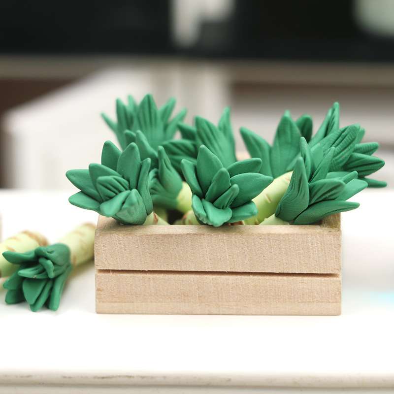 1:12迷你娃娃屋家具摆件手工粘土莴苣笋微缩厨房蔬菜模型仿真菜