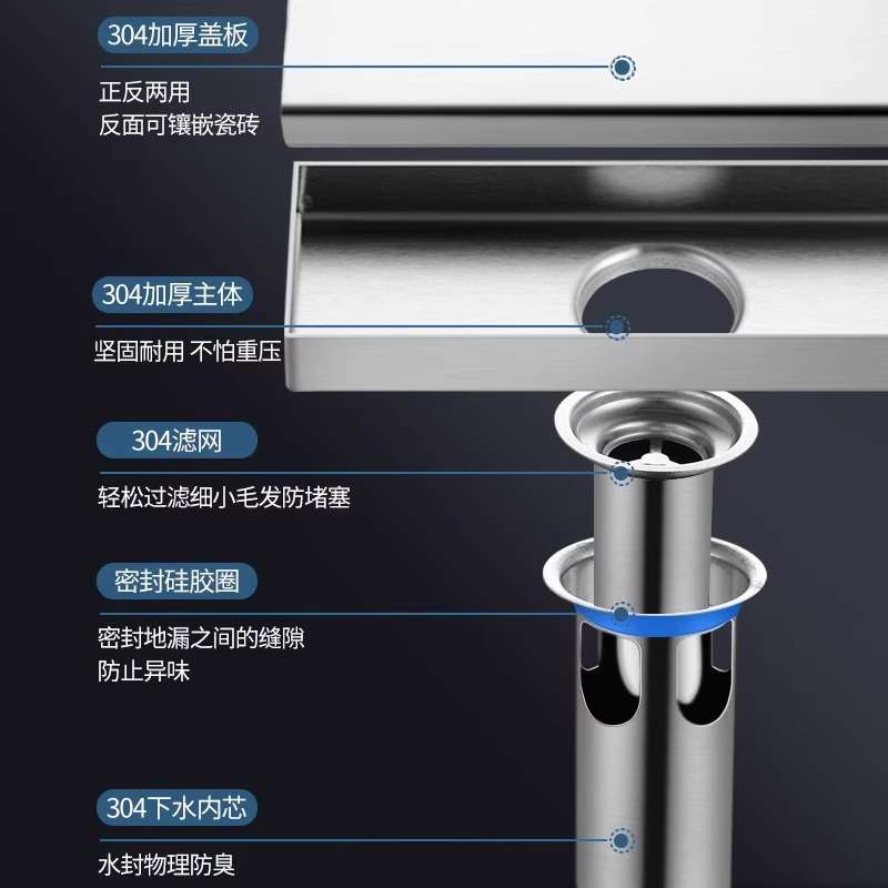 加长条地漏防臭器浴室卫生间专用大排水量头发过滤网