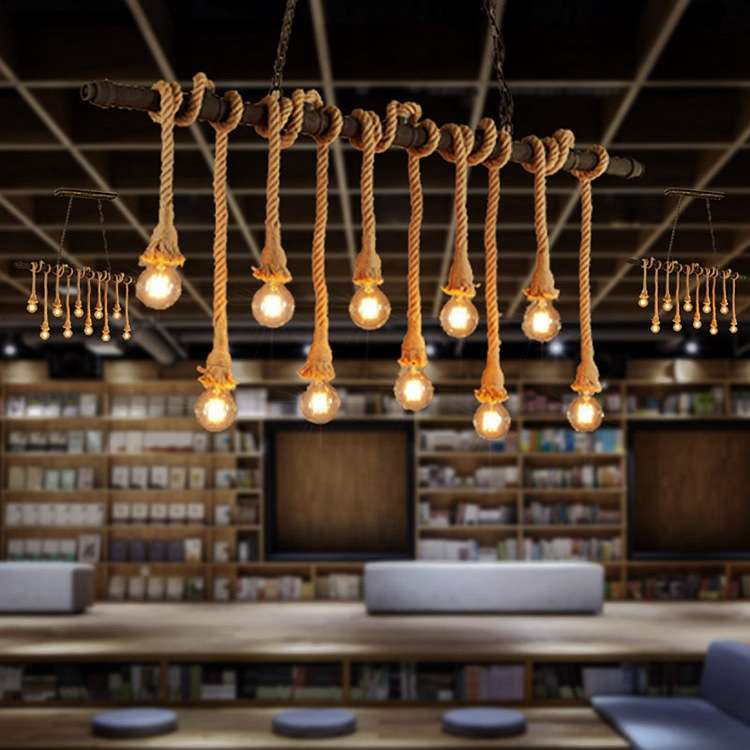 复古工业风麻绳吊灯咖啡厅酒吧主题餐厅艺术工作室创意吊灯
