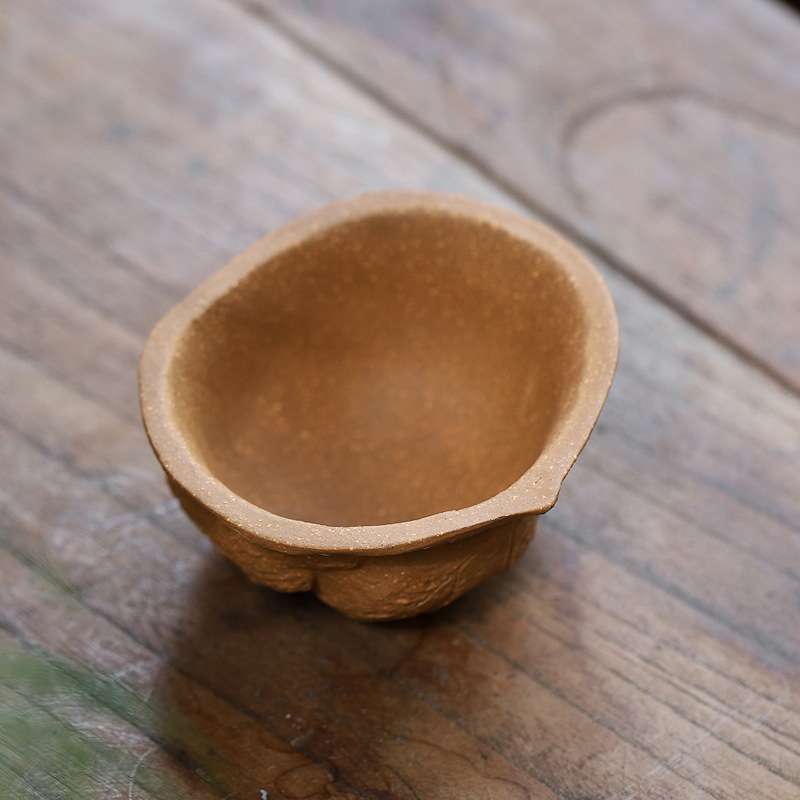 宜兴黄金段泥紫砂主人杯 纯全手工品茗杯仿生核桃小杯子茶道配件