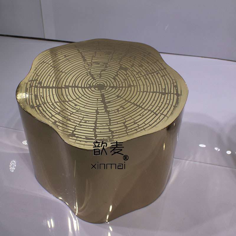 佛山家具歆麦家具圆茶几北欧圆茶几不锈钢圆茶几金色创意酒店茶几