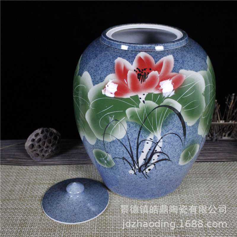 陶瓷米缸大号带盖家用50/100斤储物罐老式水缸泡菜坛
