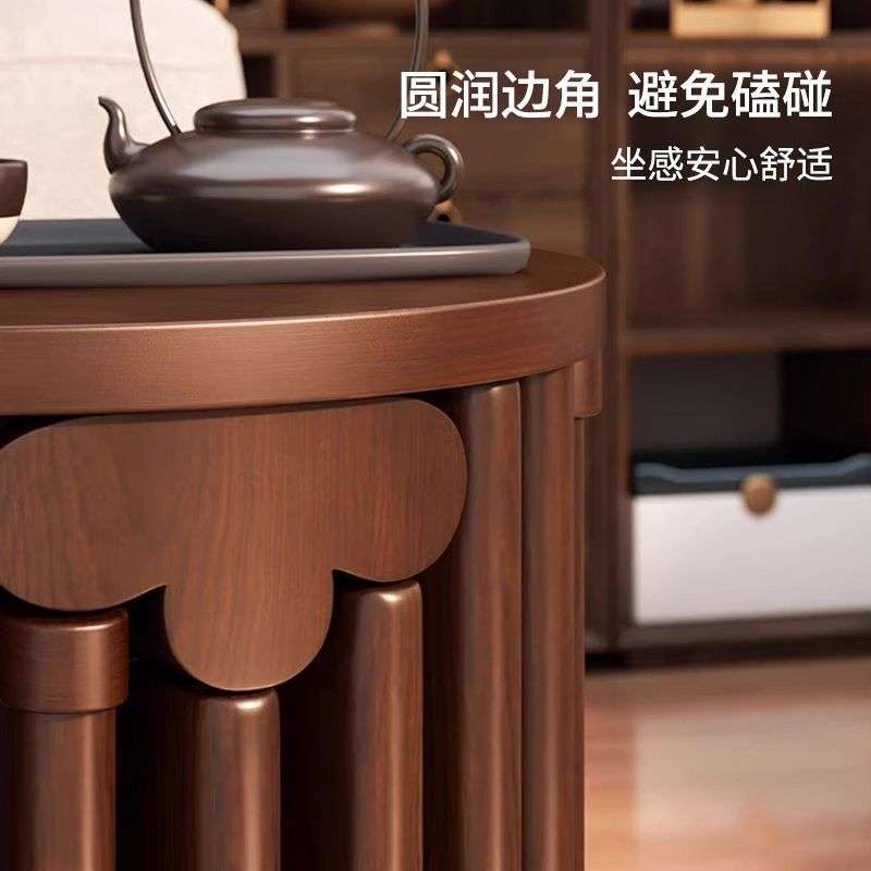 实木茶几圆凳子可叠放凳现代家用小凳子餐桌凳新中式叠叠乐椅子