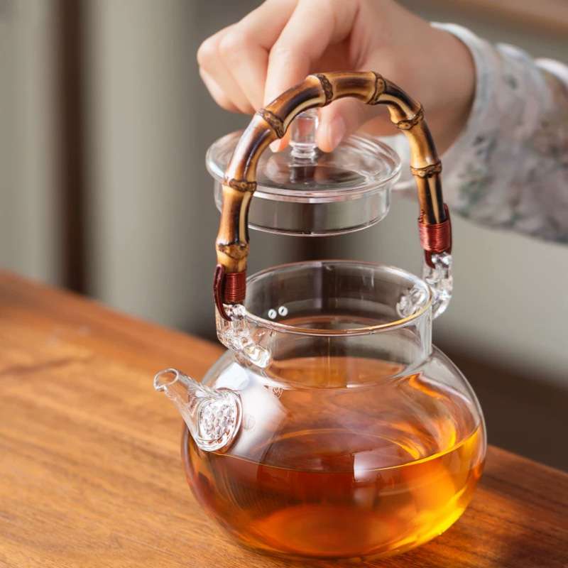 天久璃匠高档2025新款竹根提梁玻璃泡茶壶电陶炉煮茶烧沸水壶家用