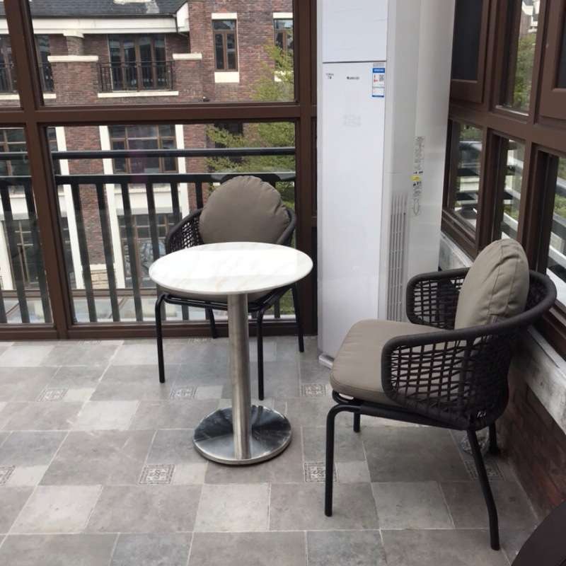 北欧休闲露台室外阳台花园庭院户外家具桌椅组合编藤椅茶几三件套