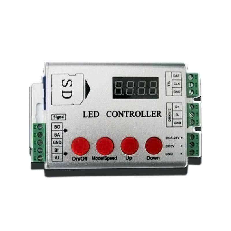 全彩DMX512解码器带SD卡-内置多种程序数显 同步控制 LED控制器
