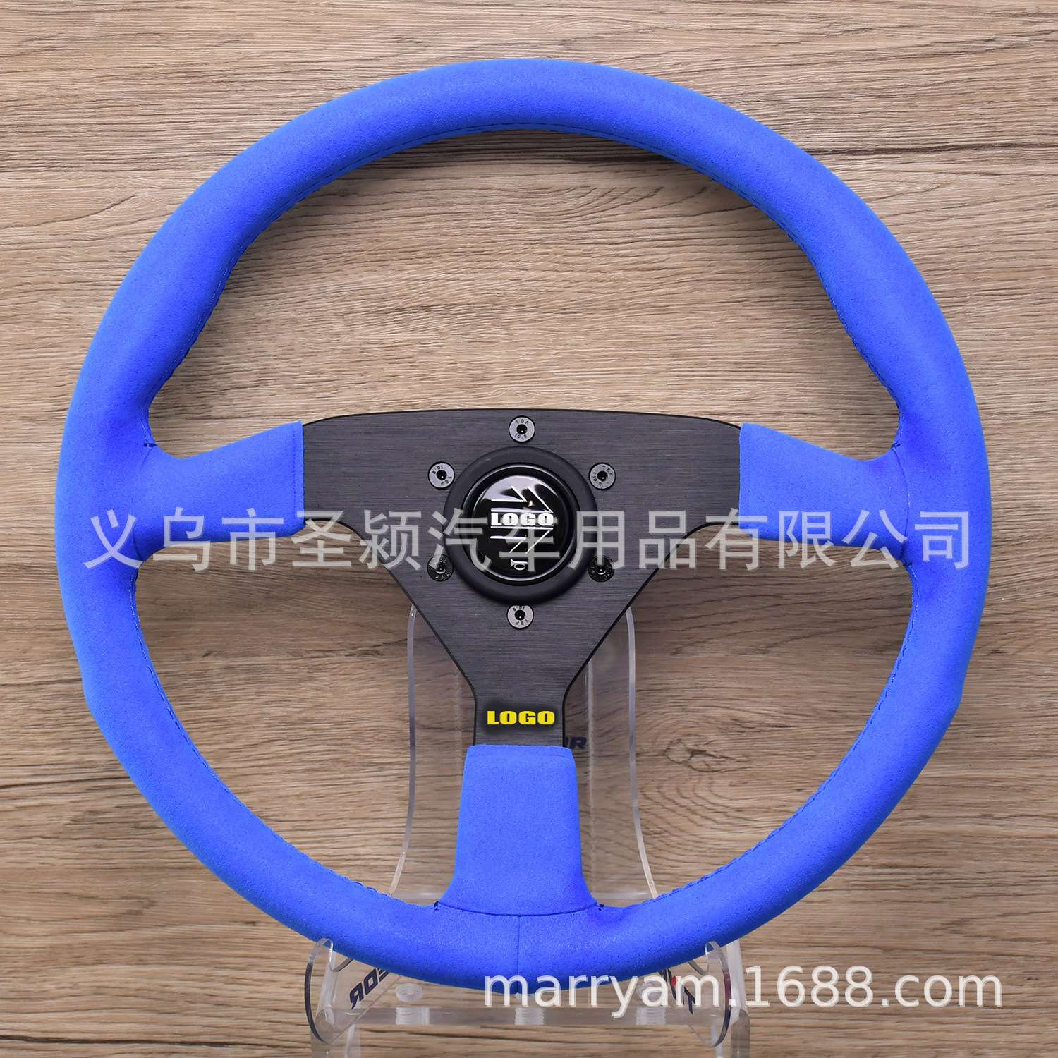 跨境热销汽车改装方向盘14寸350mm通用赛车竞技磨砂绒皮平款转向