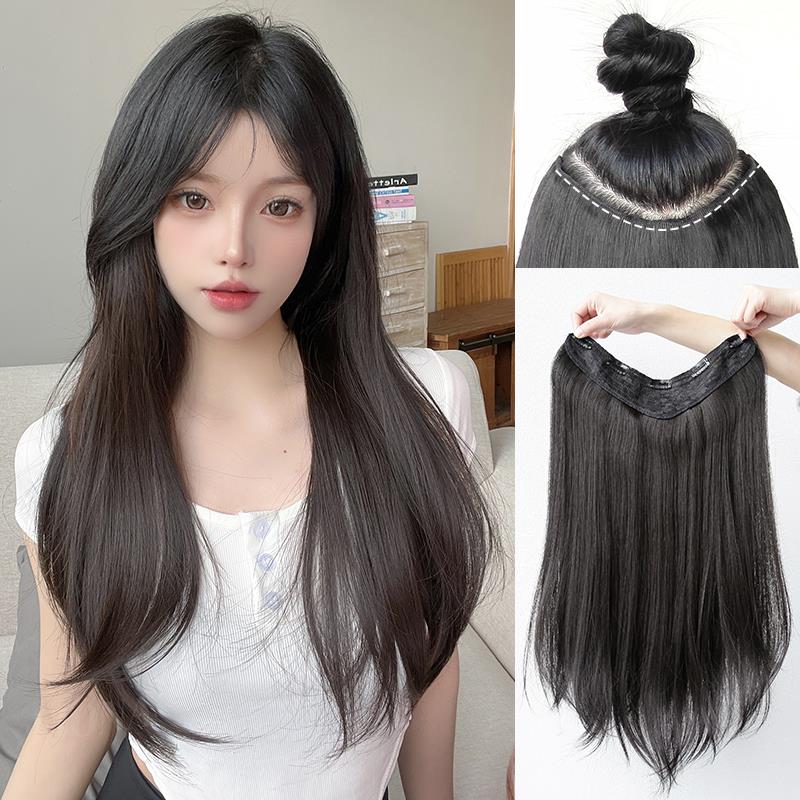 一片式假发片无痕隐形长直发接发片蓬松增发量假发女长发自然微卷