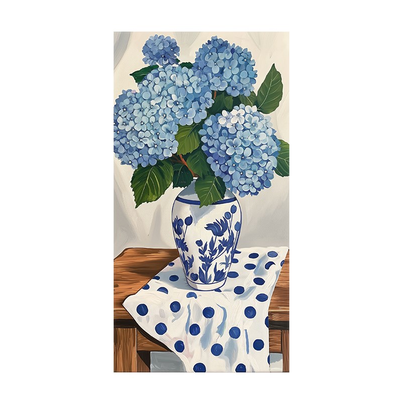布纸有爱 无尽夏 治愈系蓝色花卉装饰画客厅玄关艺术清新单幅挂画