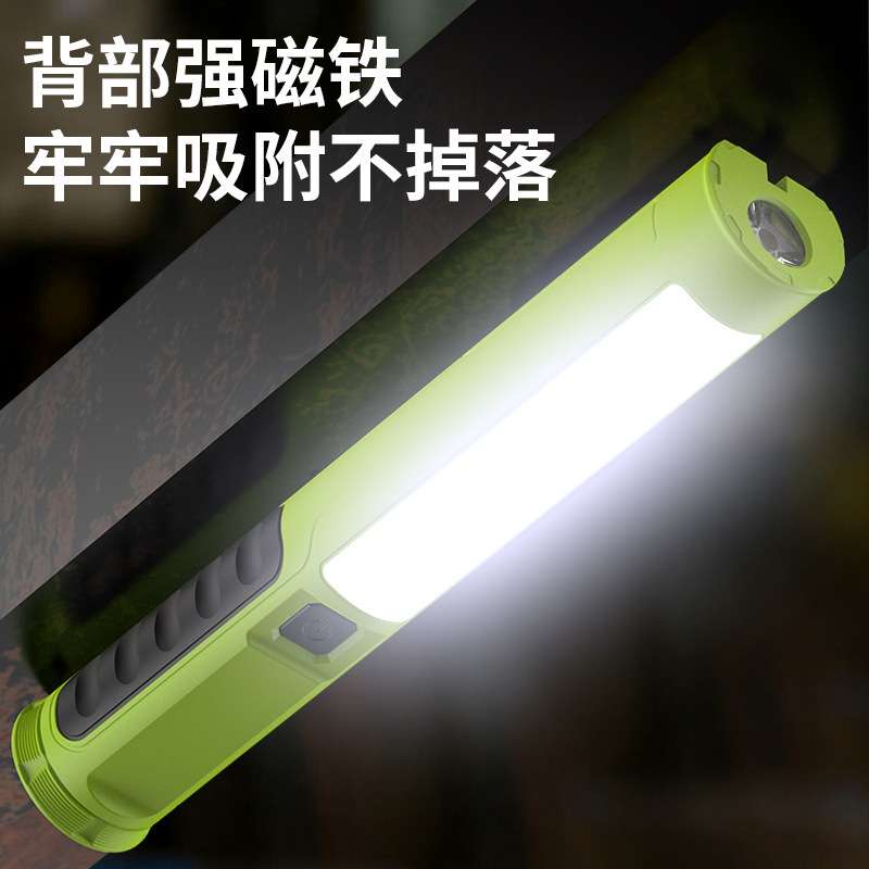 跨境便携式工作灯汽车维修灯磁吸灯带挂钩红蓝警示灯多功能手电筒图片