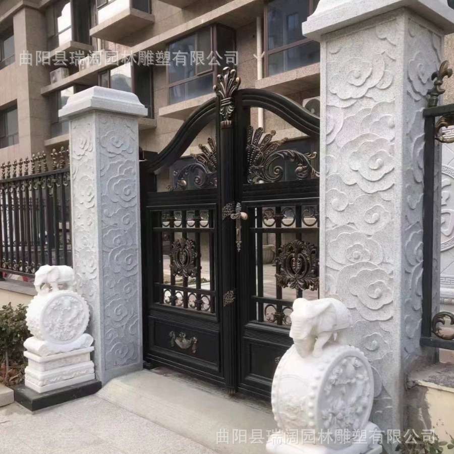 大理石门柱别墅石雕大门柱子门口庭院小区欧式装饰罗马柱户外石柱