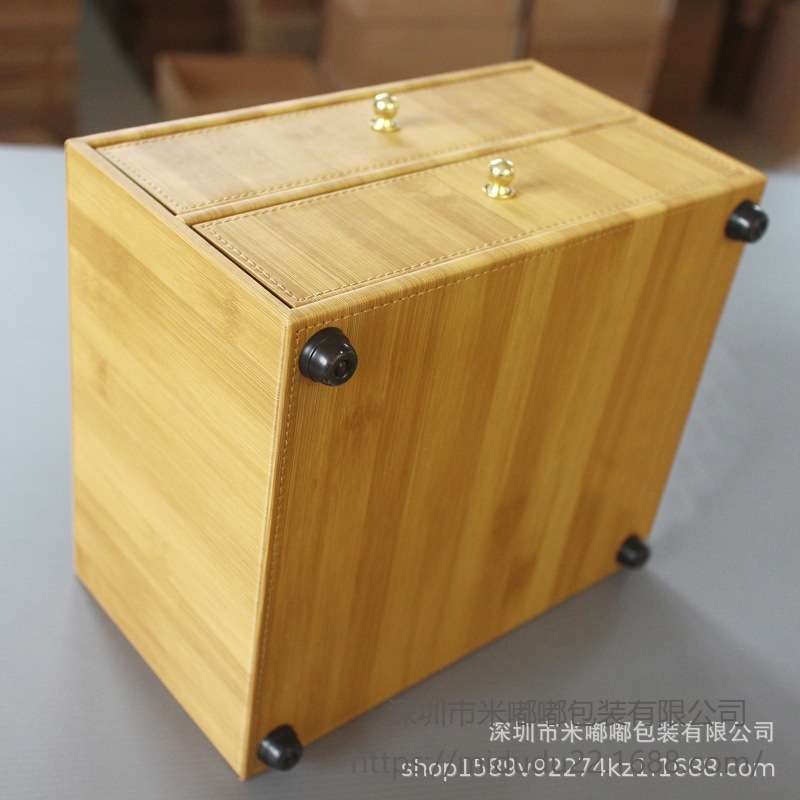 木纹皮质双层抽屉式耗品盒收纳盒柜酒店客房皮具牙具文具洗漱用品