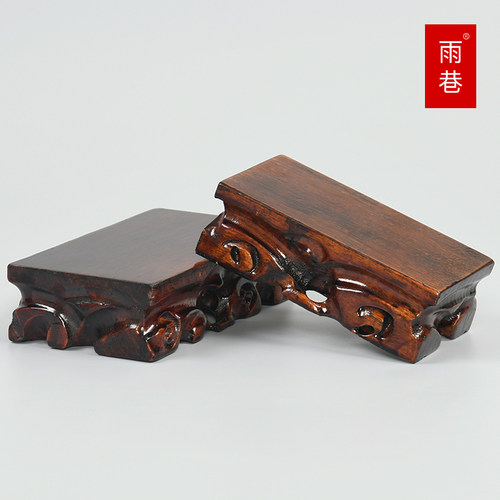 实木雕刻奇石底座花瓶古董工艺品摆件托架玉石根雕可挖槽长方底托