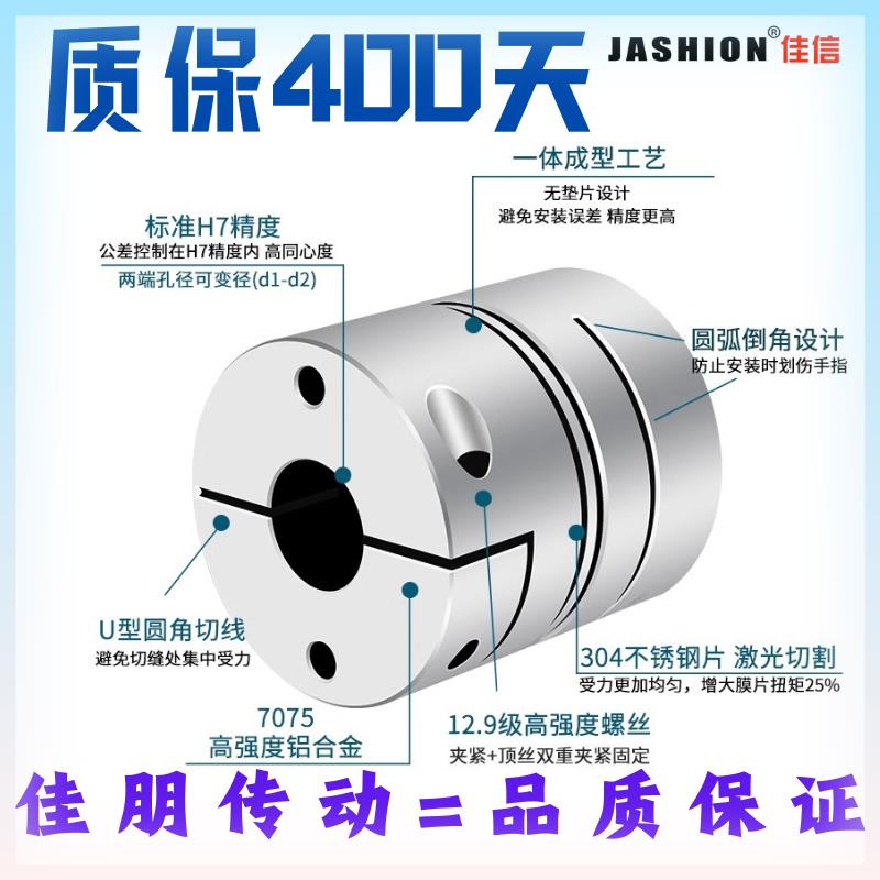 铝合金单双膜片式联轴器带键槽伺服电机丝杆连轴器弹性变径连接器