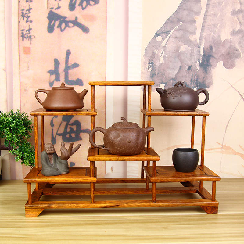 花梨木小博古架茶壶茶杯收纳展示木架多宝阁明式简约摆件架子底座